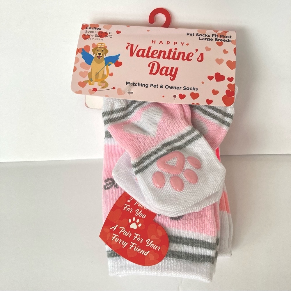 NWT | Matching Dog & Owner Socks Pink/white